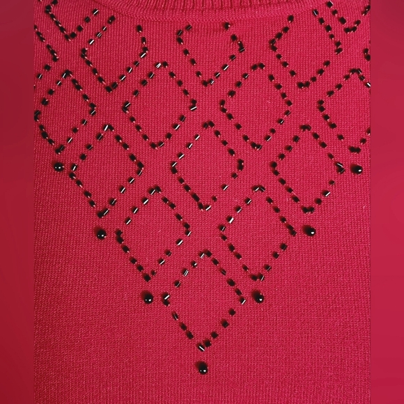 Cable & Gauge Beaded Mock Neck Sleeveless Lightweight Knit Sweater Top - Picture 2 of 7